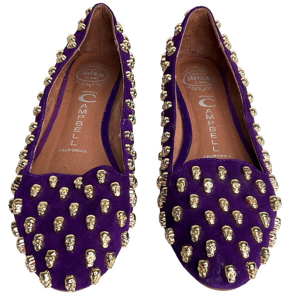Jeffery Campbell Shoes - Jeffrey Campbell Skulltini Loafer Flats Size 6 Purple Suede